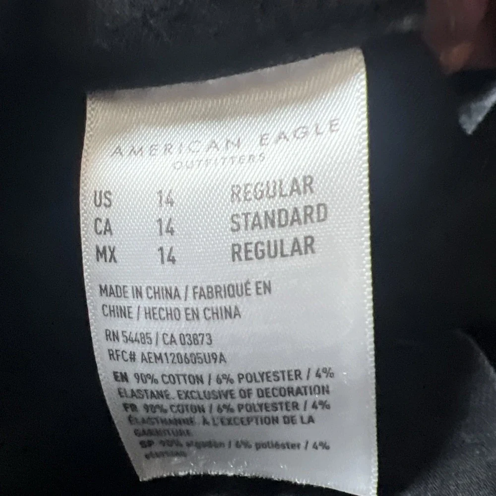 American Eagle Outfitters Hi Rise Jegging Distressed Black Jeans 14 Luxe Stretch
